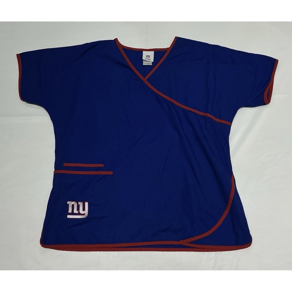 New York Giants Nursing Scrub Top Mens Large Blue NFL Football